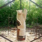 Waving bear carving in progress